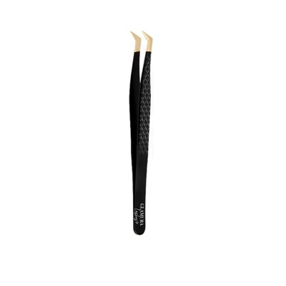 Pensete - Pensetă profesională dreaptă pentru izolarea genelor Glamura Lashes, din oțel inoxidabil mat, cu vârful extrem de ascuțit, prezentată pe un fundal minimalist de studio.