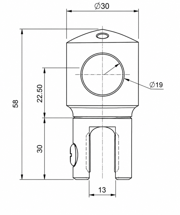 Conector cu trecere BST001 pentru bară stabilizatoare Ø19 mm - Argintiu cromat [5]