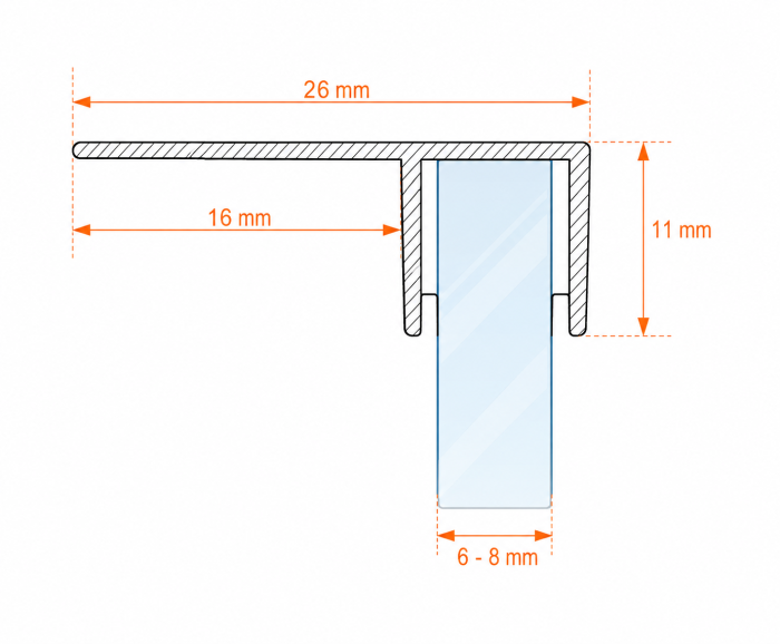 Garnitură de etanșare GRF-001 pentru ușă glisantă, 2000 mm - Transparent ultraclar [2]
