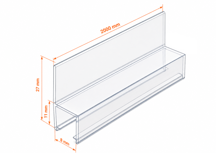 Garnitură de etanșare GRH-001 pentru sticlă, 2000 mm - Transparent ultraclar [3]