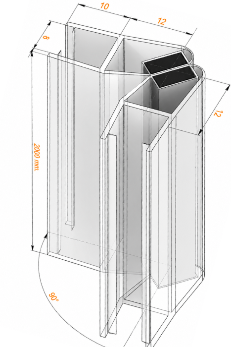 Garnitură magnetică GRMG-001 pentru sticlă, 90°/180°, 2000 mm - Transparent ultraclar [3]