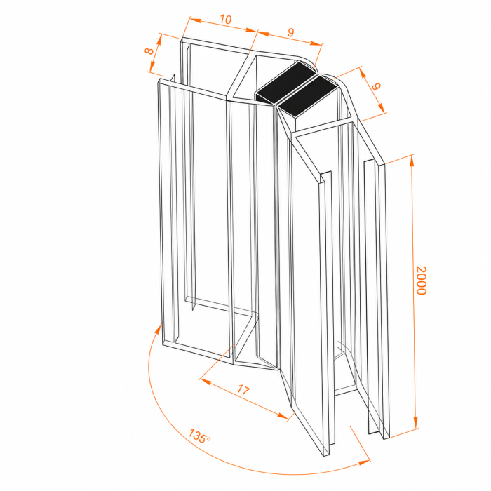 Garnitură magnetică GRMG002 pentru sticlă, 135°, 2000 mm - Transparent ultraclar [3]