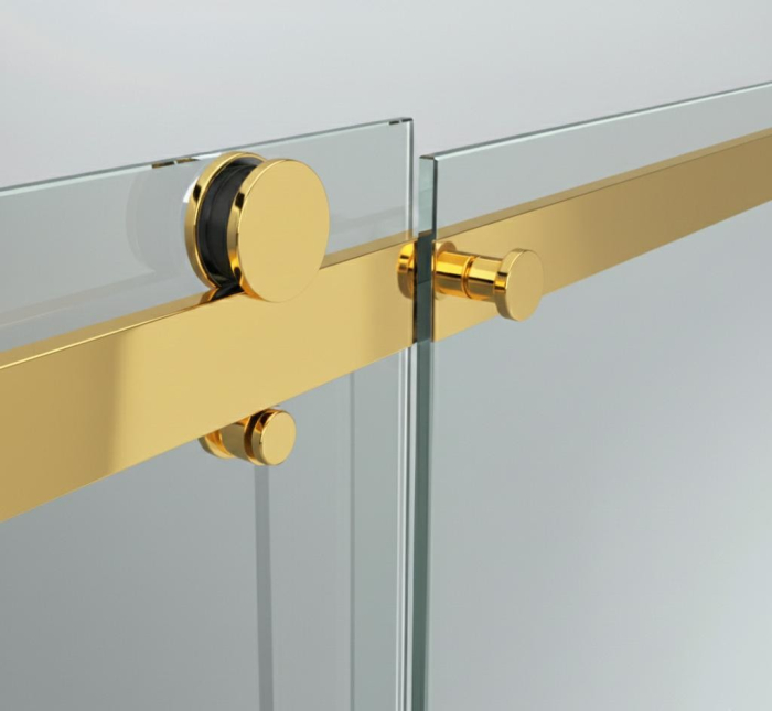 Paravan dus cu usa culisanta, 120-130 x 200 cm, 6mm, Clară, Gold [2]