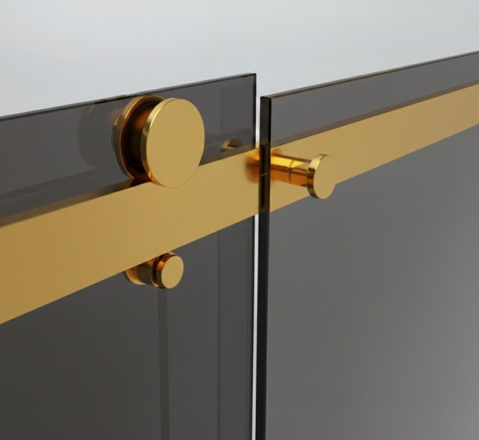 Paravan dus cu usa culisanta, 120-130 x 200 cm, 6mm, Clară, Gold [2]