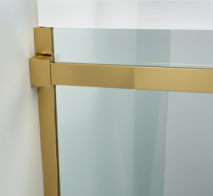 Paravan dus cu usa culisanta, 120-130 x 200 cm, 6mm, Clară, Gold [5]