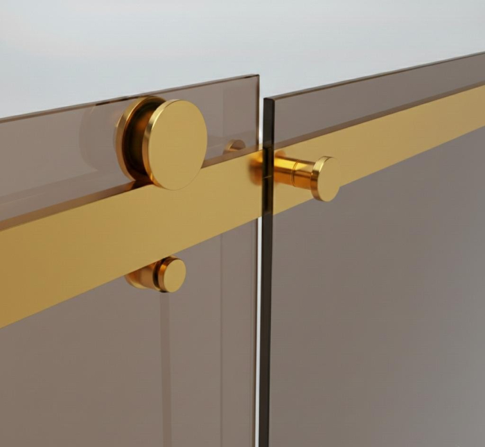 Paravan dus cu usa culisanta, 120-130 x 200 cm, 6mm, Clară, Gold [2]