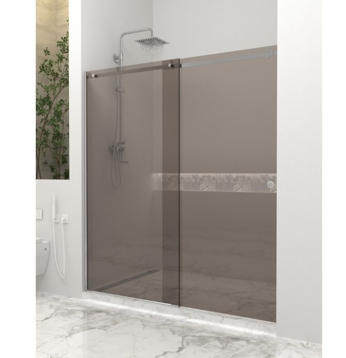 Paravan dus cu usa culisanta, 120-130 x 200 cm, 6mm, Clară, Gold [5]