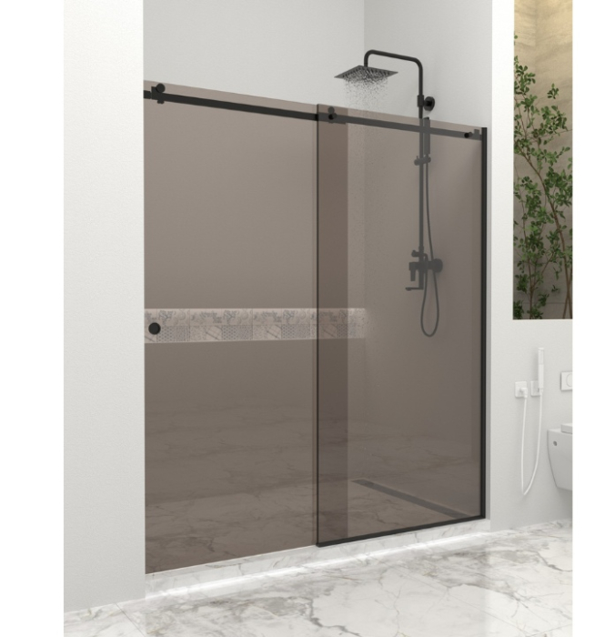 Paravan dus cu usa culisanta, 120-130 x 200 cm, 6mm, Clară, Gold [6]