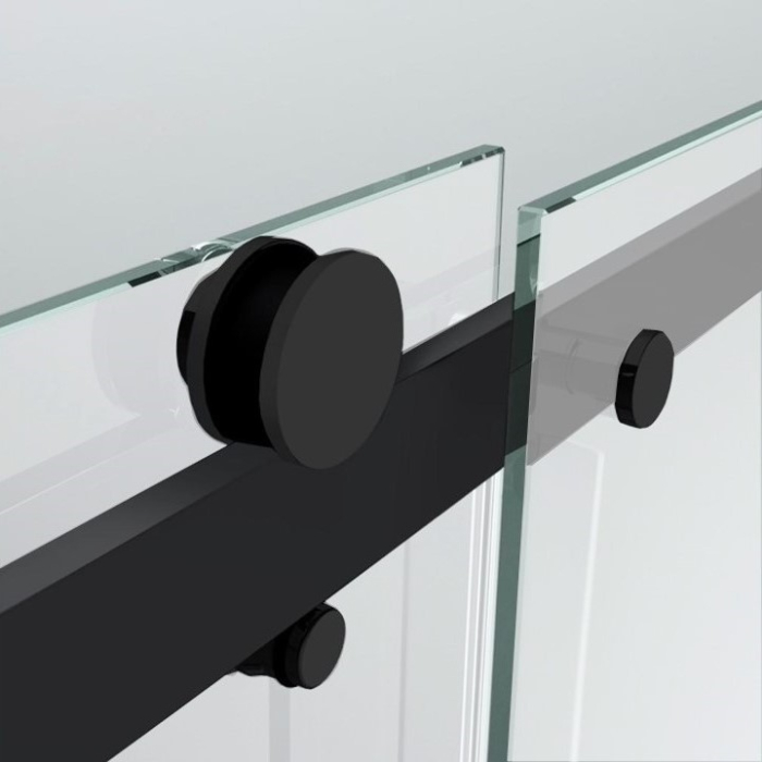 Paravan dus cu usa culisanta, Sticla mata de 8 mm, Accesorii Feronerie Negru Mat, 130 - 140 x 200 cm [3]