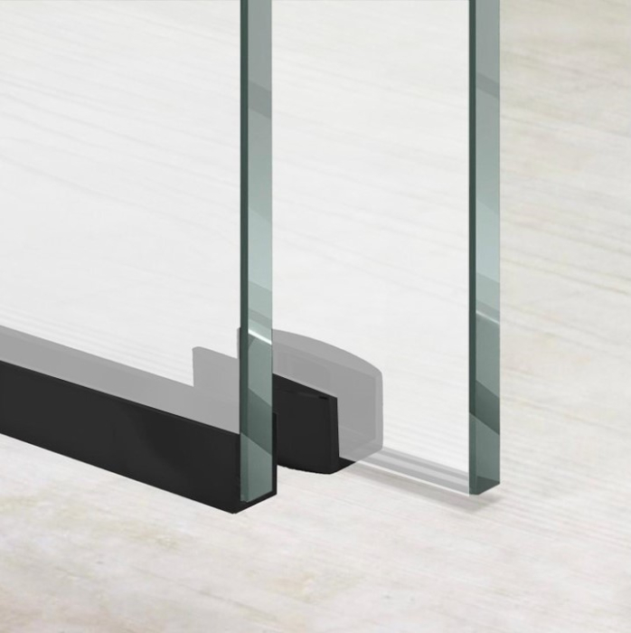 Paravan dus cu usa culisanta, Sticla mata de 8 mm, Accesorii Feronerie Negru Mat, 140 - 150 x 200 cm [5]