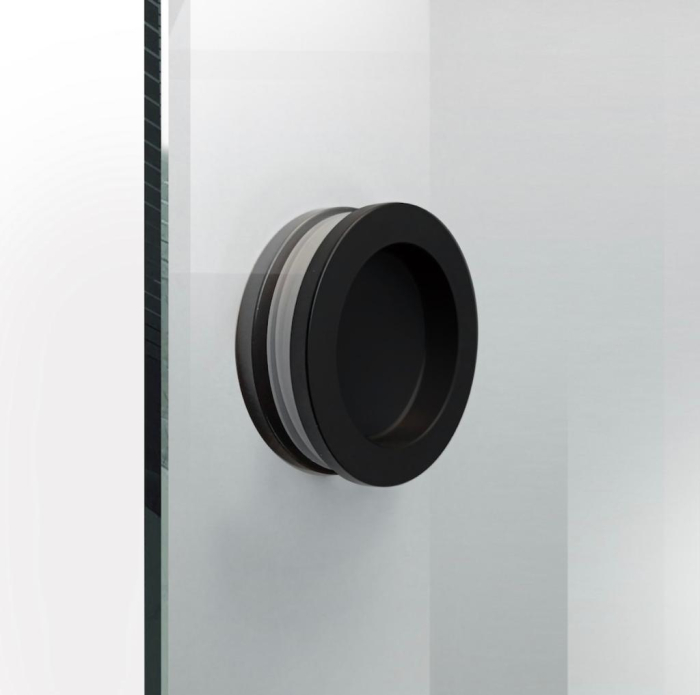 Paravan dus cu usa culisanta, Sticla mata de 8 mm, Accesorii Feronerie Negru Mat, 150 - 160 x 200 cm [4]