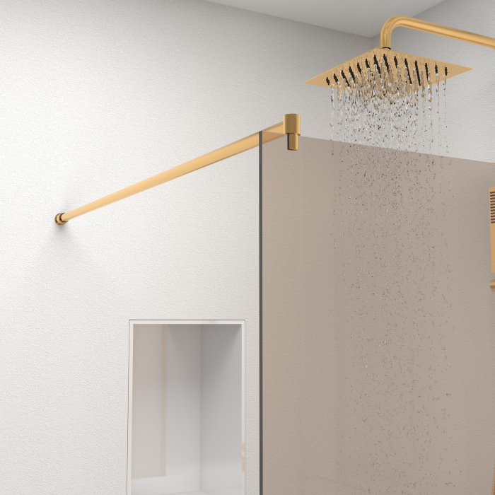 Paravan dus tip walk-in, Sticla Securizata Bronze de 8mm, Accesorii Feronerie Gold, Tratament anti-calcar, 50 x 195 cm [6]