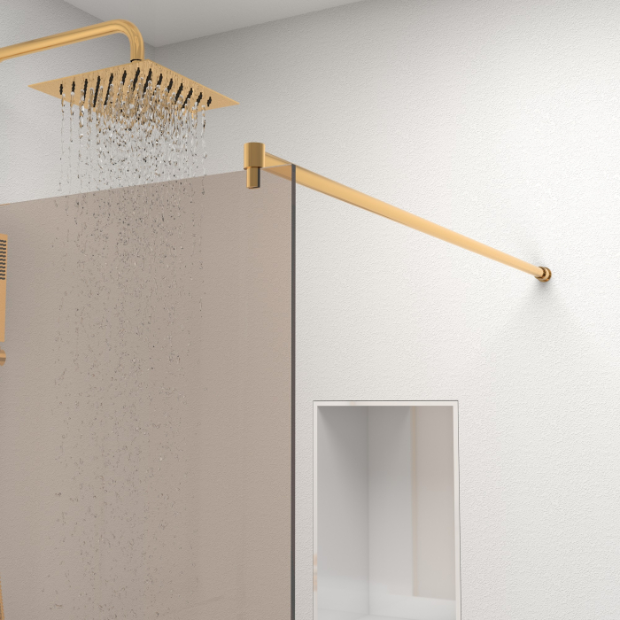 Paravan dus tip walk-in, Sticla Securizata Bronze de 8mm, Accesorii Feronerie Gold, Tratament anti-calcar, 50 x 195 cm [3]