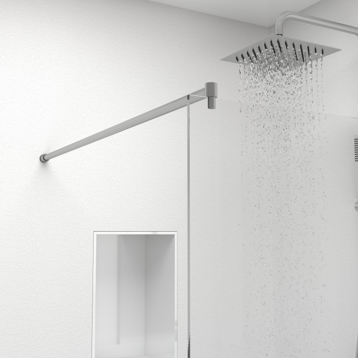 Paravan dus walk-in, Sticla Securizata Clara de 8mm, Accesorii Feronerie Argintiu, Tratament anti-calcar, 50 x 195 cm [2]