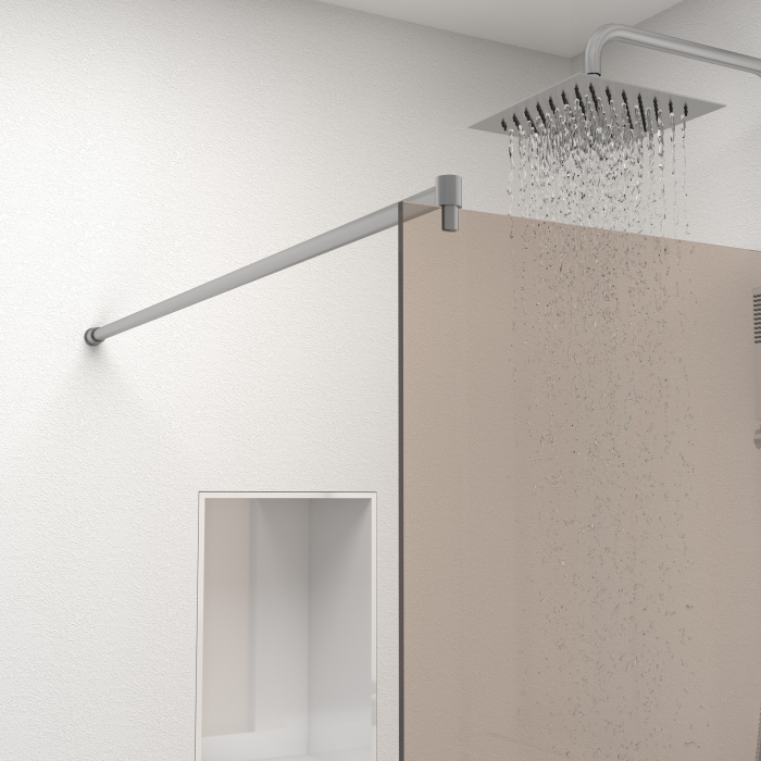 Paravan dus tip walk-in, Sticla Securizata Bronze 6mm, Accesorii Feronerie Argintiu, Tratament anti-calcar, 110 x 195 cm [5]