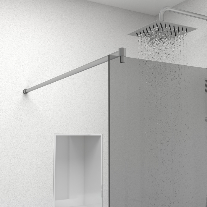 Paravan dus tip walk-in, Sticla Securizata Gri de 6mm, Accesorii Feronerie Argintiu, Tratament anti-calcar, 90 x 195 cm [6]