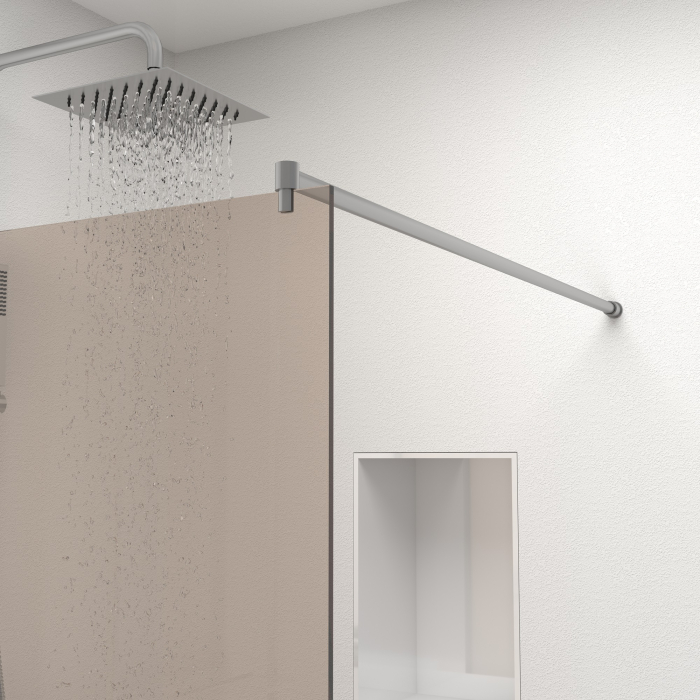 Paravan dus tip walk-in, Sticla Securizata Bronze 6mm, Accesorii Feronerie Argintiu, Tratament anti-calcar, 110 x 195 cm [3]