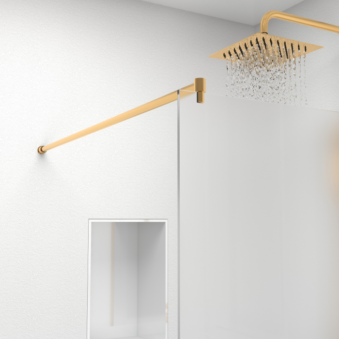 Paravan dus tip walk-in, Sticla Securizata Mata de 6mm, Accesorii Feronerie Gold, Tratament anti-calcar, 80 x 195 cm [6]