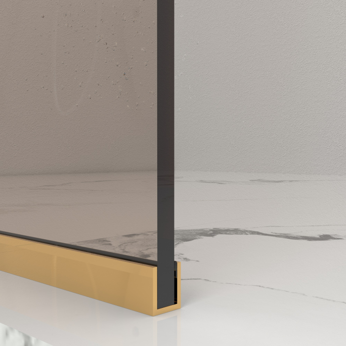 Paravan dus tip walk-in, Sticla Securizata Bronze de 8mm, Accesorii Feronerie Gold, Tratament anti-calcar, 80 x 195 cm [4]