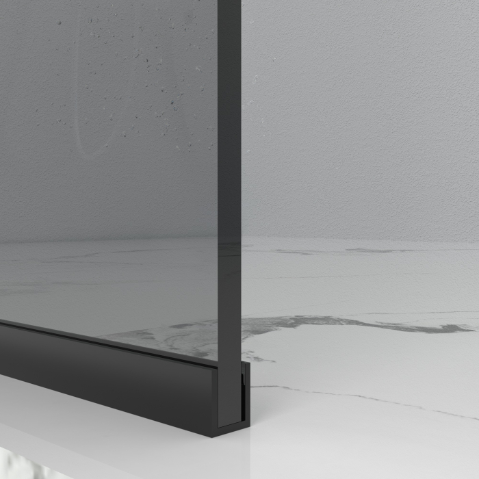 Paravan dus tip walk-in, Sticla Securizata Gri de 6mm, Accesorii Feronerie Negru Mat, Tratament anti-calcar, 100 x 195 cm [4]