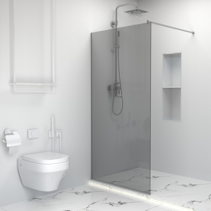 Paravan dus walk-in, Sticla securizata de 8 mm tratata anticalcar, Accesorii Feronerie Argintiu, 95 x 195 cm [2]