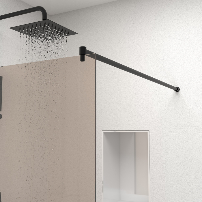 Paravan dus walk-in, Sticla securizata de 8 mm tratata anticalcar, Accesorii Feronerie Negru Mat, 115 x 195 cm [3]