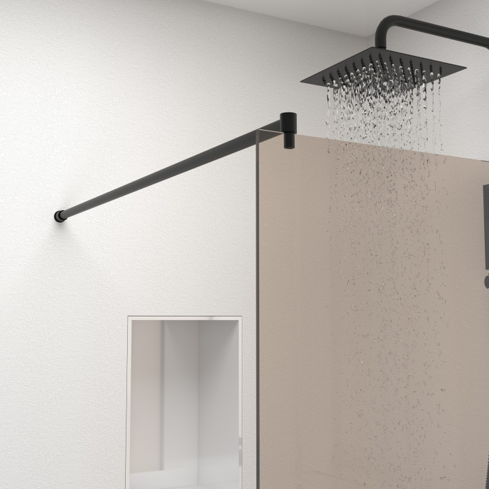 Paravan dus walk-in, Sticla securizata de 8 mm tratata anticalcar, Accesorii Feronerie Negru Mat, 115 x 195 cm [5]