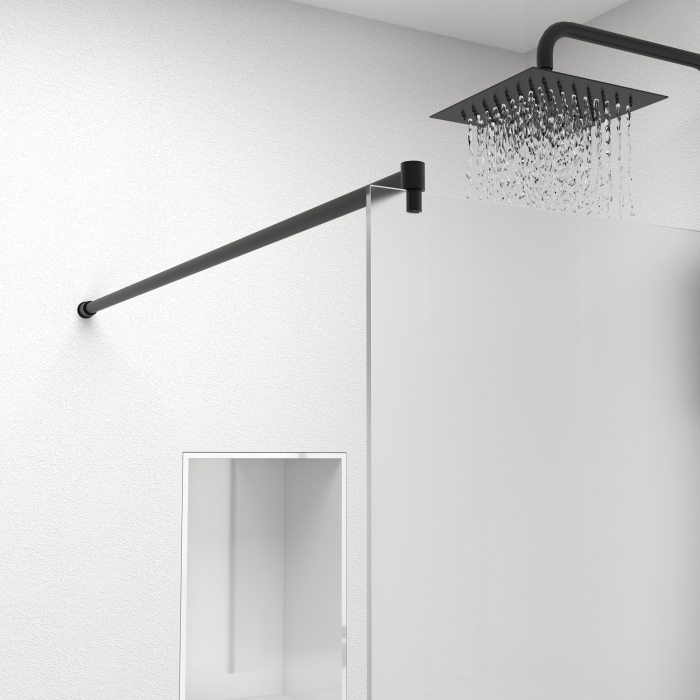 Paravan dus walk-in, Sticla securizata de 6 mm tratata anticalcar, Accesorii Feronerie Negru Mat, 95 x 195 cm [6]