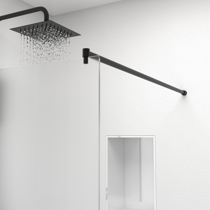 Paravan dus cu usa culisanta, Sticla mata de 8 mm, Accesorii Feronerie Negru Mat, 170 - 180 x 200 cm [7]