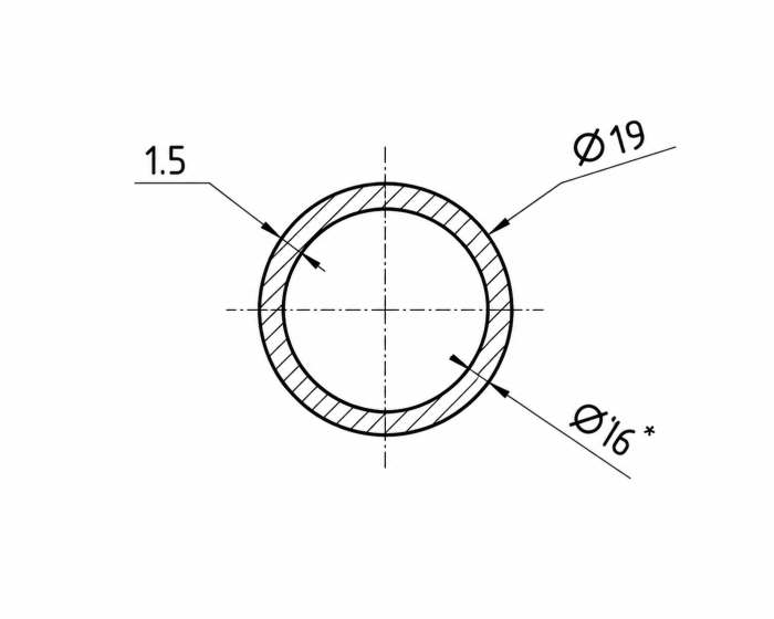 Țeavă rotundă TEAVA001 Ø19 mm pentru bară de rigidizare - Argintiu cromat [2]