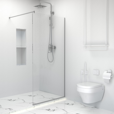 Paravan Dus 50cm, 6mm, Sticla Clara, Accesorii Argintiu [3]