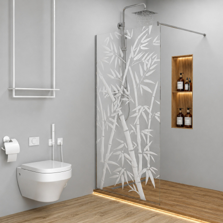 PARAVANE DUȘ - Paravan Dus 50cm, 6mm, Sticla Clara, Accesorii Argintiu, Model Sablat M1