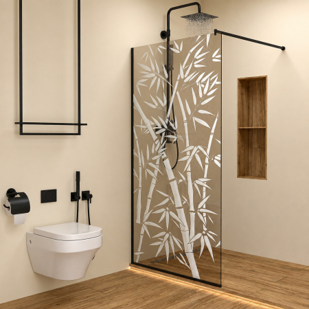 PARAVANE DUȘ - Paravan Dus 50cm, 6mm, Sticla Clara, Accesorii Argintiu, Model Sablat M1