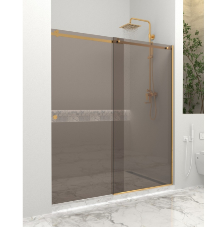 Paravan dus cu usa culisanta, 120-130 x 200 cm, 6mm, Clară, Gold [5]