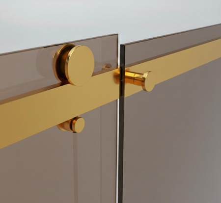 Paravan dus cu usa culisanta, 120-130 x 200 cm, 6mm, Clară, Gold [1]