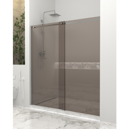 Paravan dus cu usa culisanta, 120-130 x 200 cm, 6mm, Clară, Gold [4]