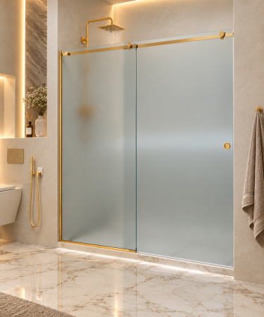 PARAVANE CU UȘĂ CULISANTĂ - Paravan dus cu usa culisanta, 120-130 x 200 cm, 6mm, Clară, Gold