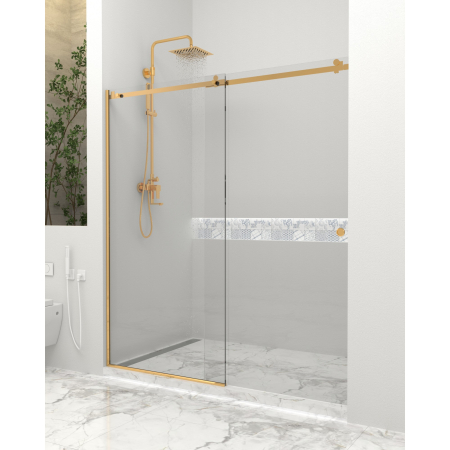 PARAVANE CU UȘĂ CULISANTĂ - Paravan dus cu usa culisanta, 120-130 x 200 cm, 6mm, Clară, Gold