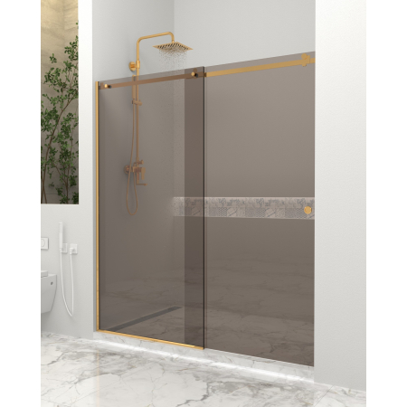 PARAVANE CU UȘĂ CULISANTĂ - Paravan dus cu usa culisanta, 120-130 x 200 cm, 6mm, Clară, Gold