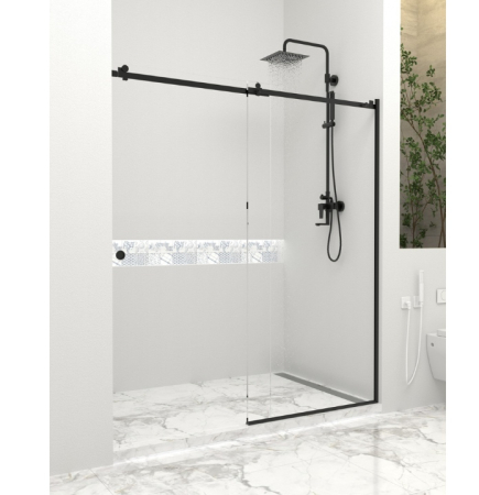 Paravan dus cu usa culisanta, 120-130 x 200 cm, 6mm, Clară, Gold [5]