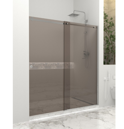 Paravan dus cu usa culisanta, 120-130 x 200 cm, 6mm, Clară, Gold [5]