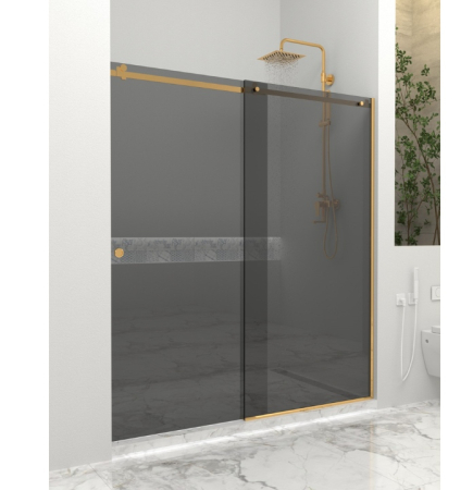 Paravan dus cu usa culisanta, 120-130 x 200 cm, 6mm, Clară, Gold [5]