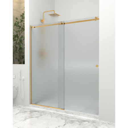 Paravan dus cu usa culisanta, Sticla mata de 8 mm, Accesorii Feronerie Auriu, 130 - 140 x 200 cm [1]