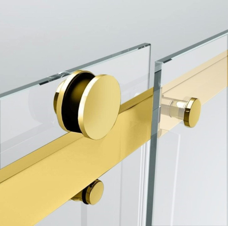 Paravan dus cu usa culisanta, Sticla mata de 8 mm, Accesorii Feronerie Auriu, 160 - 170 x 200 cm [4]