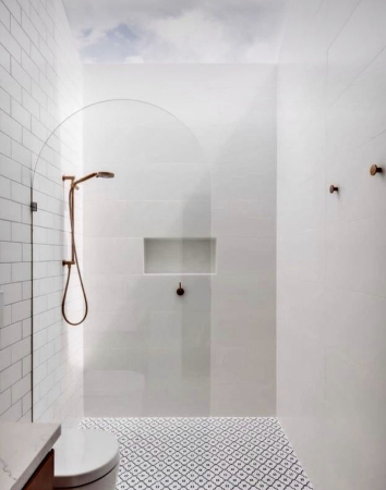 Paravane dus walk-in - Paravan dus walk-in, Sticla securizata clara de 8 mm, Accesorii Feronerie Argintiu, Design rotunjit, 80 x 210 cm