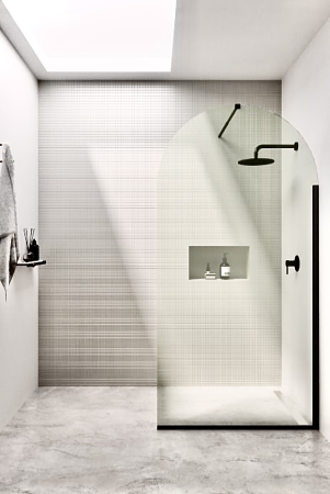 Paravane dus walk-in - Paravan dus walk-in, Sticla securizata clara de 8 mm, Accesorii Feronerie Negru Mat, Design colt rotund, 70 x 210 cm