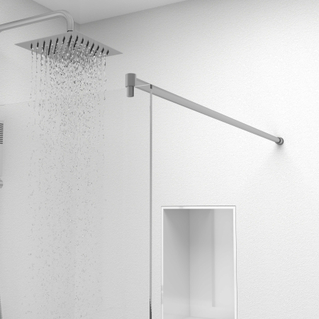 Paravan dus walk-in, Sticla Securizata Clara de 8mm, Accesorii Feronerie Argintiu, Tratament anti-calcar, 50 x 195 cm [3]