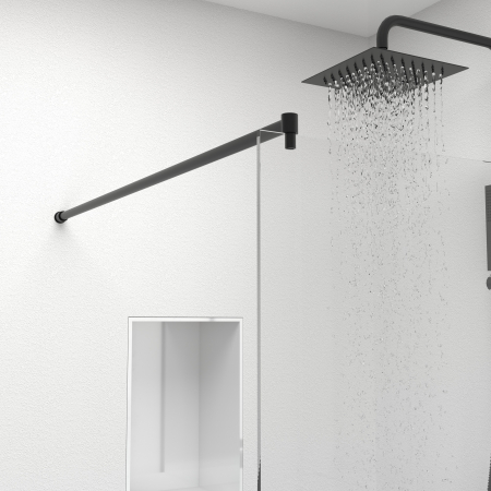 Paravan dus walk-in, Sticla clara securizata de 8 mm, Accesorii Feronerie Negru Mat, Design colt rotunjit, 80 x 210 cm [4]