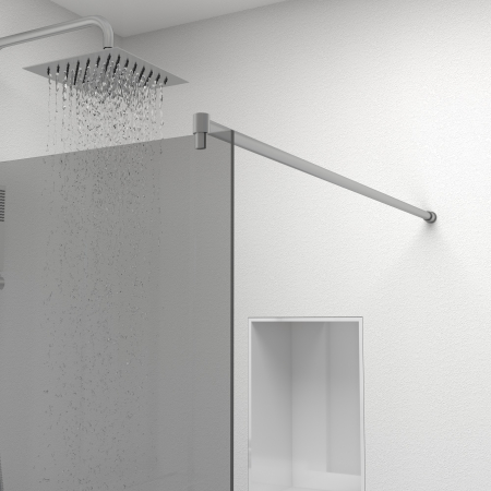 Paravan dus tip walk-in, Sticla Securizata Gri de 6mm, Accesorii Feronerie Argintiu, Tratament anti-calcar, 90 x 195 cm [2]