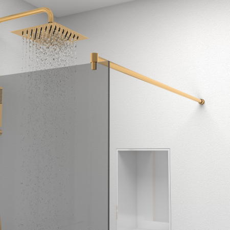 Paravan dus tip walk-in, Sticla Securizata Gri de 6mm, Accesorii Feronerie Gold, Tratament anti-calcar, 100 x 195 cm [2]